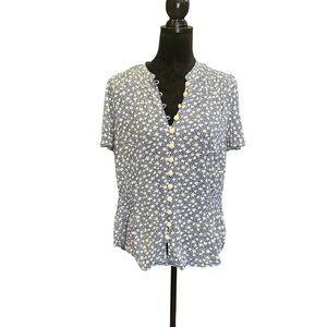 Ralph Lauren Blue and White Floral Blouse